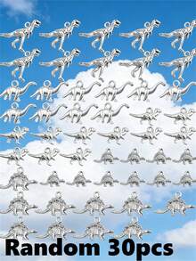 30/50/100/200/300 Pcs Vintage Silver Dinosaur Pendant Set - Alloy Animal Pendants, Suitable For DIY Jewelry, Necklace And Bracelet Making - Silver - View 17