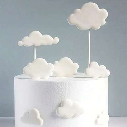8个白色云朵蛋糕装饰，3D泡沫蛋糕插牌，适用于生日派对、开业庆典、派对用品、父亲节、圣诞节
