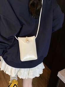 新款中国风迷你手提包，女士时尚百搭休闲单肩斜挎手机包 - 白色 - 查看 3