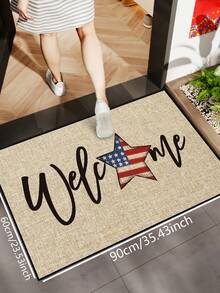 1pc Independence Day Minimalist Star Welcome Pattern Doormat, Funny Minimalist Style Short Plush Quick-Dry Non-Slip Washable Entrance Mat, Home Decor, Soft Furnishing, Suitable For Kitchen, Bathroom, Dining Room, Entryway, Party, Gathering, All Seasons, Yard Decor - 1PC - View 11