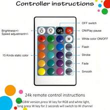 1 pieza Tira de luz LED inteligente de 1m-20m con control remoto de 24 teclas - Alimentada por USB, cambia de color, adecuada para dormitorio, sala de estar, sala de juegos, banda, fiesta y decoración de eventos - Incluye control remoto y función de temporizador - Tira de luz - Ver 6