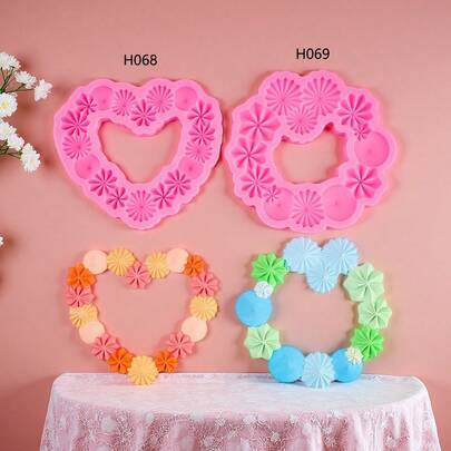 Heart Wreath Cake Silicone Mold, Valentine's Day Aromatherapy Stone Decoration Mold