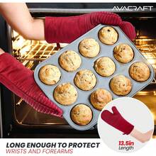 AVACRAFT - Par de guantes de horno, flexibles, 100% algodón con silicona única resistente al calor de grado alimenticio, interior de tela de rizo grueso, resistente al calor de 500 F (guantes de horno - 1 - Ver 3
