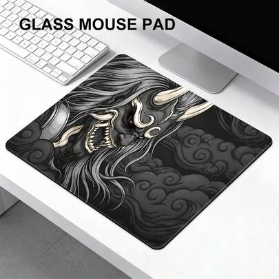 1 tấm lót chuột bằng kính cường lực "Ác quỷ tóc bạc", nghệ thuật quỷ Nhật Bản ấn tượng, tấm lót chuột cứng, điều khiển mượt mà, độ dày 3mm, lớp phủ nano chống trầy xước, tấm lót bàn bằng kính pha lê chính xác, phù hợp cho luyện tập thể thao điện tử, thiết kế chuyên nghiệp và văn phòng sáng tạo.