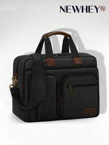 NEWHEY Tas Bahu Kanvas Pria Ukuran 15,6/17,3 Inci, Tas Selempang Laptop Tahan Air untuk Kerja dan Sekolah - MultiWarna - View 11