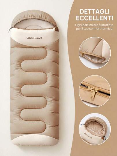  【URBANWAVE】成人四季睡袋，双人拼接式带帽露营睡袋，超轻背包睡袋，男女通用保暖露营、徒步、户外旅行、狩猎睡袋，带压缩袋
