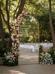 Customized Wedding Mirror Stickers, Personalized Text Wedding & Event Welcome Sign Stickers, Decorative Reusable Stickers For Wedding Party, Multifunctional, Elegant, Fashionable, High-Quality, Multicolor, Personalized, Unique - Multicolor - View 7