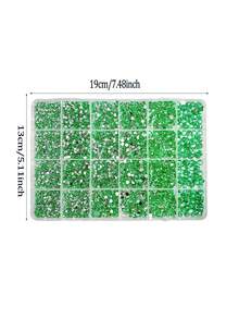 1盒绿色树脂平底水钻，尺寸2mm-6mm混合，闪亮水晶宝石，适用于美甲、DIY工艺品、珠宝制作、水杯装饰 - 綠色 - 查看 5