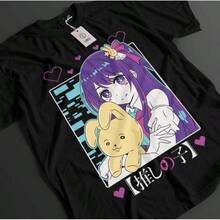 Printed Round Neck T-Shirt Oshi No Ko Tričko Ai Hoshino Tričko Aqua Tričko Kana Arima Top Ruby Anime Tričko,1 Piece,Unisex T-Shirt,Family Matching Outfits, Casual Street Fashion Hip-Hop Tee Pure Cotton - Black - View 9