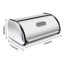 Stainless Steel Bread Box for Kitchen Countertop Extra Thick Sturdy Bread Storage Container Large Bread Keeper Roll Up Style? Capacity Bread Keeper 17 x 11 x 7.5 Inches - A1700 - Ver 3