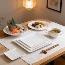 1pc New Threaded Square Plate/Nordic Series/Creative Design/10in, 12in, 14in Options/Scratch & Wear Resistant/Dessert Plate/Sushi Plate/Buffet Plate/BBQ Plate/Holiday Serving Tray/Elegant Photography Plate/Dishwasher - White - View 4