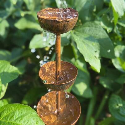 1pc Farmhouse Style Multi-Tiered Tray With Bird Feeder And Bee Waterer - Iron Rainwater Collector With Exquisite Design, Natural Finish, Ideal For Hummingbirds, Birds, And Insects, Garden Water Feature, Patio Decor, Elegant Bird Bath, Spring Garden