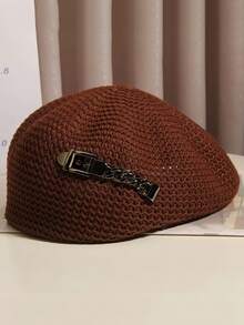 时尚酷炫双面女士前卫帽，春夏透气镂空贝雷帽，韩式修脸画家帽 - 彩色 - 查看 10