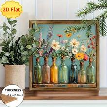 1 pezzo Decorazione da parete in stile country in legno a tema primaverile - Decorazione da parete, adornata con fiori e vegetazione primaverili vivaci. Ideale per decorazioni da esterno, temi country e regali per le festività di primavera. Decorazione da parete per esterni | Decorazione da parete in stile country, pendente decorativo per soggiorno e bagno - Multicolore - Visualizzare 5