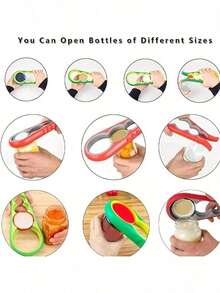 1pc Anti-Slip Can Opener, Manual Bottle Cap Opener, Universal Jar Lid Remover Tool - View 5