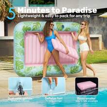 Sloosh XL Inflatable Tanning Pool Lounger Float for Adults 85" x 57"  Large Suntan Tub Pool Floats Sun Tan Tub Ice Bath Tub Tanning Bed Blow up Pool Raft Lounge Floatie XL-Cyan Pink - Verde y rosa - Ver 6
