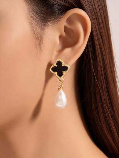 1 par de elegantes pendientes con diseño de mariposa con lazo y 4 hojas, adecuados para uso diario u ocasiones festivas, el mejor regalo para novias