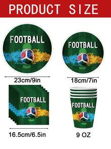 10pcs Soccer Themed Party Supplies Set - Disposable Paper Plates, Cups And Napkins With Flame And Soccer Ball Patterns | Soccer Game Day Decorations, Suitable For Football Watching Parties | Sports Theme Tableware Set For Boys Birthday Party And Adult Soccer Fan Gatherings, Essential For Home Party Decor - Multicolor - View 2