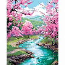 1件装DIY樱花溪流风景5D钻石画套装，[30*40厘米/11.8*15.7英寸] [40*50厘米/15.7/19.7英寸]，适合成人初学者DIY马赛克钻石画，全钻手工爱好，可作客厅、卧室、办公室墙面装饰，也可作为送给家人和朋友的惊喜礼物，无框 - 無框 - 查看 9