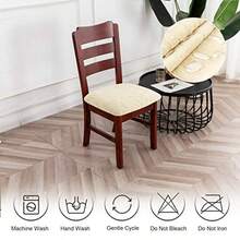 Genina - Fundas de asiento impermeables para silla de comedor paquete de 2 fundas elásticas para asiento de comedor funda protectora para cocina hotel 2 patrón de flores beige - Patrn de floresbeige - Ver 7