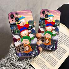 Estuche para teléfono con diseño de personajes de dibujos animados de South Park compatible con teléfonos   17  16 Pro Max  15 Pro Max  13 y  12 Hecho de material de TPU, mejora la protección de la lente y presenta un diseño divertido que brinda protección integral contra golpes y caídas con una apariencia elegante y divertida. Es el regalo perfecto para familiares, amigos, seres queridos, novios / novias y aniversarios. - Negro - Ver 5