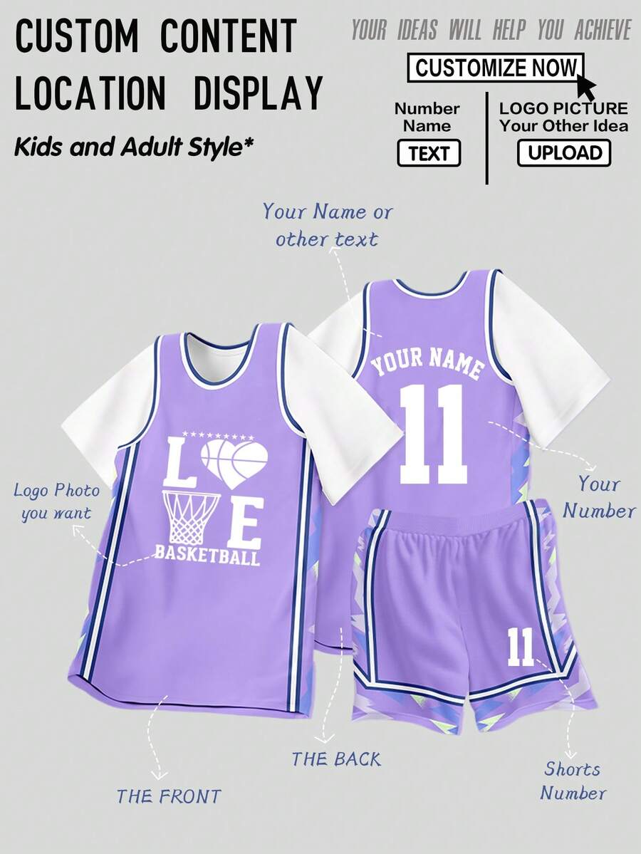 2 pièces Ensemble de maillot de basket-ball personnalisé - Débardeur + short avec impression personnalisée du nom, du numéro et du logo de l'équipe, tenue de sport, cadeau pour la fête des pères, mode, hip, décontracté, minimaliste élégant, personnalisé, unique, vêtements pour hommes, style basique/street, cadeau idéal pour hommes, petit ami, famille, amis, anniversaire, vacances/congés, école/compétition, sports/escalade - Prune - Voir 1