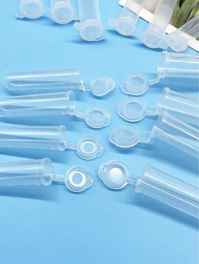 10 chai nhựa trong suốt có nắp, 2 kích cỡ (5.3/8cm), thích hợp để đựng kim may và đồ dùng thủ công, sắp xếp kim may, hạt cườm và các phụ kiện khác.