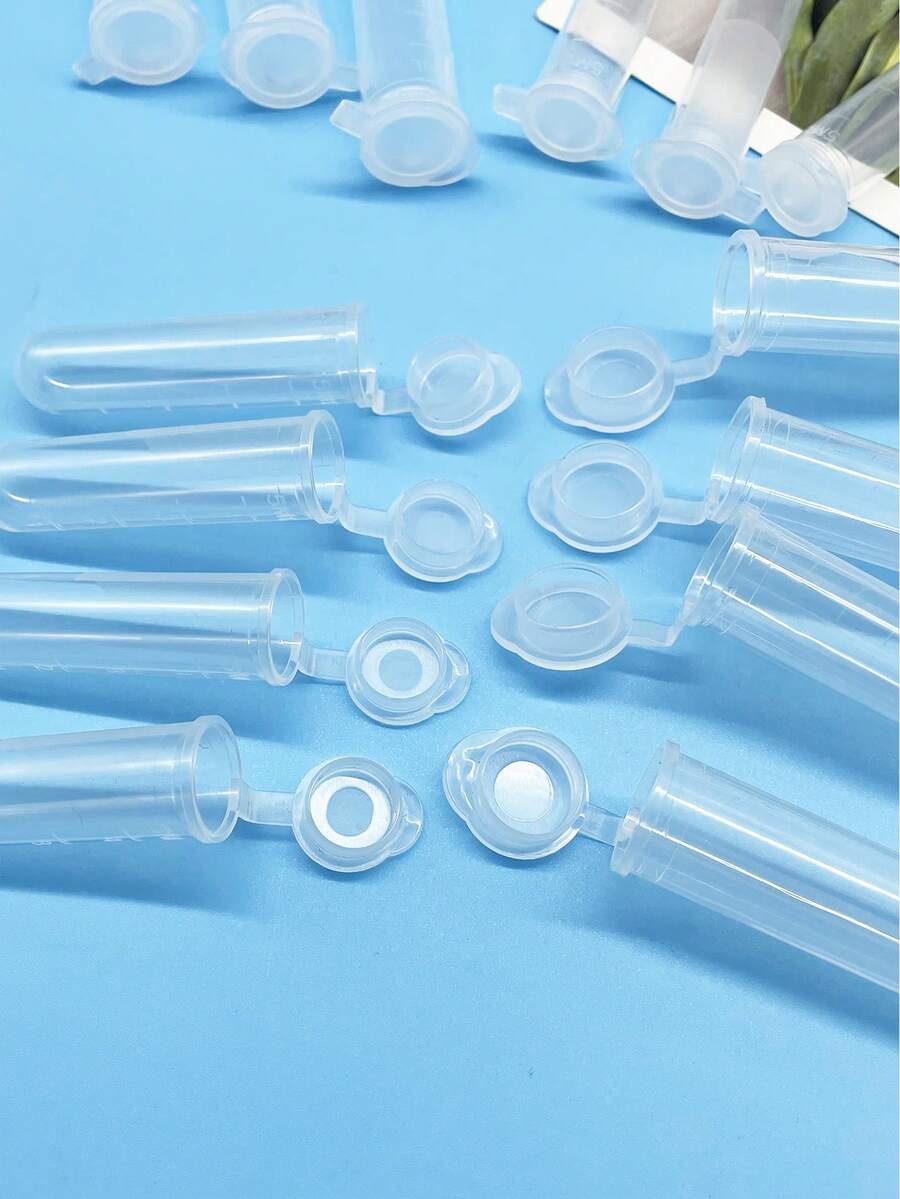 10个透明塑料瓶，带盖，两种尺寸（5.3厘米/8厘米），适用于收纳缝纫针和手工材料，整理缝纫针、珠子和其他配件。 - 連蓋毫升瓶 - 查看 1