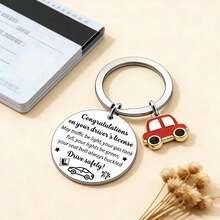 1pc Congratulations On Passing The Driving Exam Gift, Stainless Steel Keychain For New Driver, 17th Birthday Gift, Wishing You A Journey Gifts For Mother, Father, Graduation, And Teacher - Multicolor - View 6
