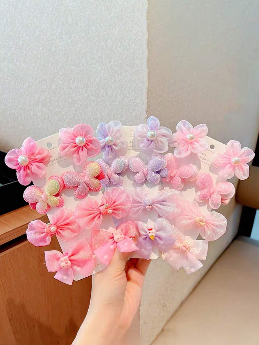 Cute Bowknot Hair Clips, Non-Damaging Princess Flower Bow Side Clips - Multicolor - View 1