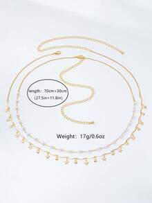 2 buah Rantai Pinggang Mutiara Imitasi Seri Laut Gaya Bohemian untuk Wanita - Yellow Gold - View 4