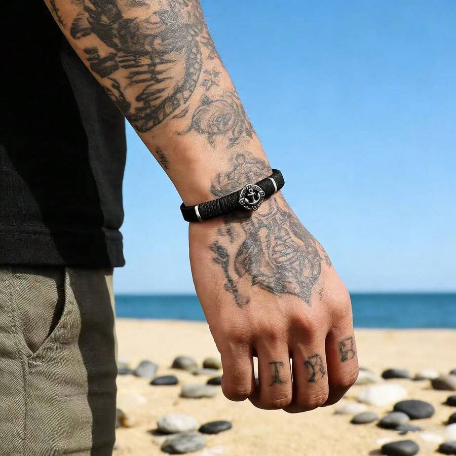 The Classic Element Anchor Weaving Bracelet, Retro And Simple Design, Is Men's Arm Jewelry. - Bracelet - View 1