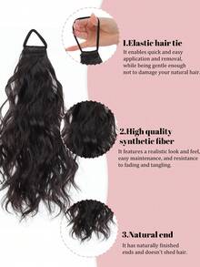 Peluca con coleta de fibra sintética resistente al calor, rizada y con capas, con liga elástica para el cabello, adecuada para uso diario y eventos de las mujeres, accesorios de belleza para el hogar, bandas de goma para el cabello - Multicolor - Ver 3