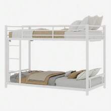 Metal Bunk Bed With Two Single Beds / Sturdy And Stable Metal / Quiet Operation / Safety Rail / Bed Base Not Required - White - View 4