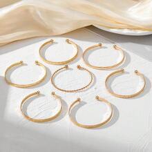 7pcs/Set Gold Bangle Set - Multi-Layer Stackable Textured Bangles Bohemian Style Jewelry - Gold - View 5