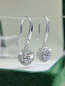 Bộ 2 bông tai bạc 925 cao cấp, đính 2 viên đá Moissanite 0.5 carat, thích hợp cho nữ giới đeo hàng ngày, dự tiệc, lễ hội, Ngày Valentine, Ngày của Mẹ, sinh nhật, quà tặng trang sức năm mới. - Bạc - Xem 2
