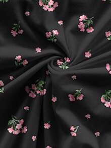 Chân váy đi biển nữ họa tiết hoa nhí kiểu bohemian, thắt eo, xẻ tà, thích hợp cho mùa hè. - màu đen - Xem 6