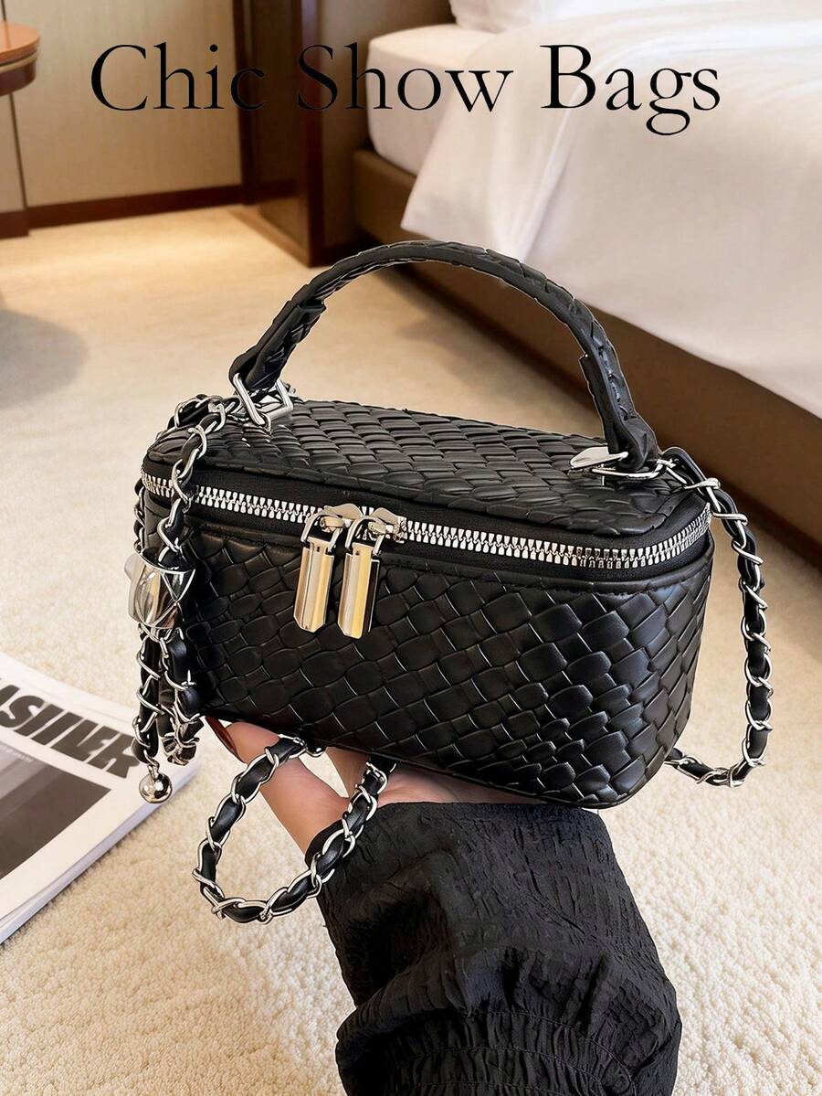 奢华编织盒形包 - 迷你链条手提包
