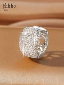 Hihho 1pc High-End Fully Hoop Earrings, Commute & Date Atmosphere Jewelry, Ideal Gift For Partner To Convey "Radiance And Confidence" - Earrings - View 2