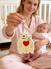 Bộ 1/3/5 móc khóa hình gấu gia đình cá nhân hóa, móc khóa tùy chỉnh, móc khóa dễ thương có thể tùy chỉnh với 2-6 tên, món quà hoàn hảo cho Ngày Gia đình, thể hiện sự ấm áp và tình cảm, Ngày Valentine, Ngày của Mẹ. - Nhiều màu 6 - Xem 7