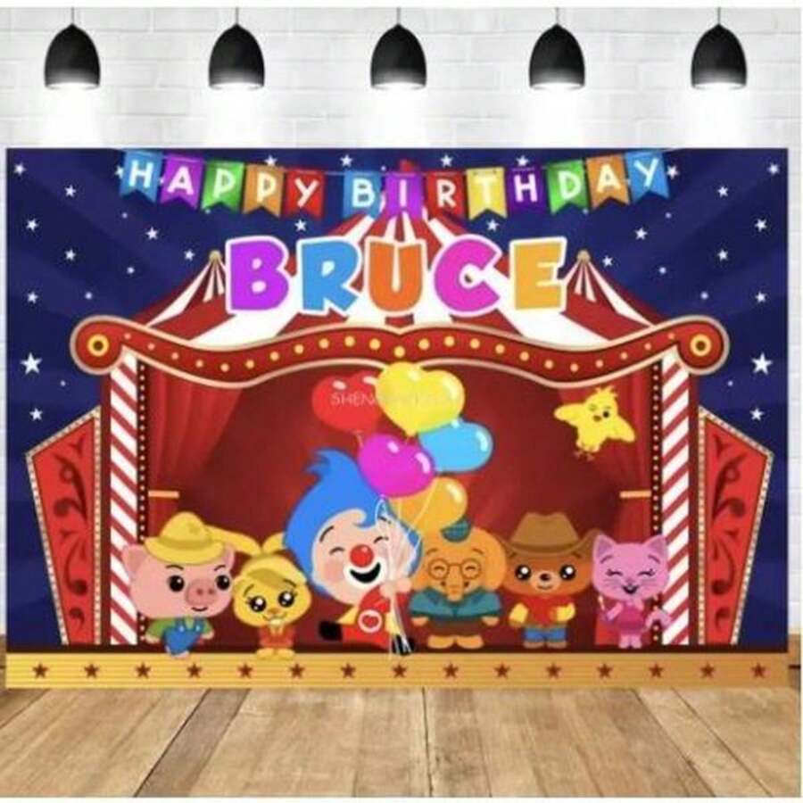 Plim Background Kids 1st Birthday Party Photography Backdrops Baby Shower Decoration Cartoon Pig Rainbow Photo Background PM-01 - 黑色 - 查看 1