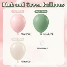 60 quả bóng bay màu hồng và xanh lá cây, kích thước 12 inch, màu xanh lá nhạt, hồng nhạt, cát và trắng, thích hợp trang trí sinh nhật, tiệc cưới, tiệc theo phong cách Boho. - màu xanh lá - Xem 4