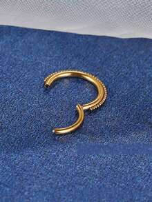 1pc G23 Titanium Seamless Nose Ring With Beads, Versatile Body Piercing Jewelry For Men And Women - Gold - View 3