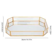Gold Rectangular Glass Mirror Jewelry And Perfume Tray - Gorgeous Metal Decorative Tray For Dresser And Dresser - Vàng - Xem 12