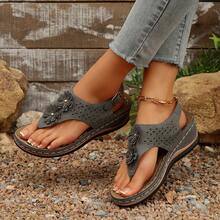 Dép xăng đan nữ kiểu dáng thường ngày, đa năng và tối giản, dép xỏ ngón đế xuồng thoáng khí, dép đi biển thời trang và thoải mái, dép hở mũi đi biển. - Xám - Xem 9