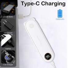 Kipas Genggam Portabel Sweetfull, Layar Digital / 2 Kecepatan yang Dapat Diatur / 1500mAh / Dapat Diisi Ulang USB / Dengan Tali dan Lampu / Mudah Disimpan / Kipas Mini Lipat, Cocok untuk Olahraga Luar Ruangan, Berkemah, Kantor, Kamar Tidur, dan Ruang Belajar - Dapat dilipat - View 4