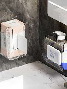 2pcs Acrylic Wet Wipe Dispenser, Wall-Mounted Wet Wipe Holder With Tissue Paper Storage - Bathroom, Kitchen Wet Wipe Box, Tissue Box Rack - Multicolor - View 4