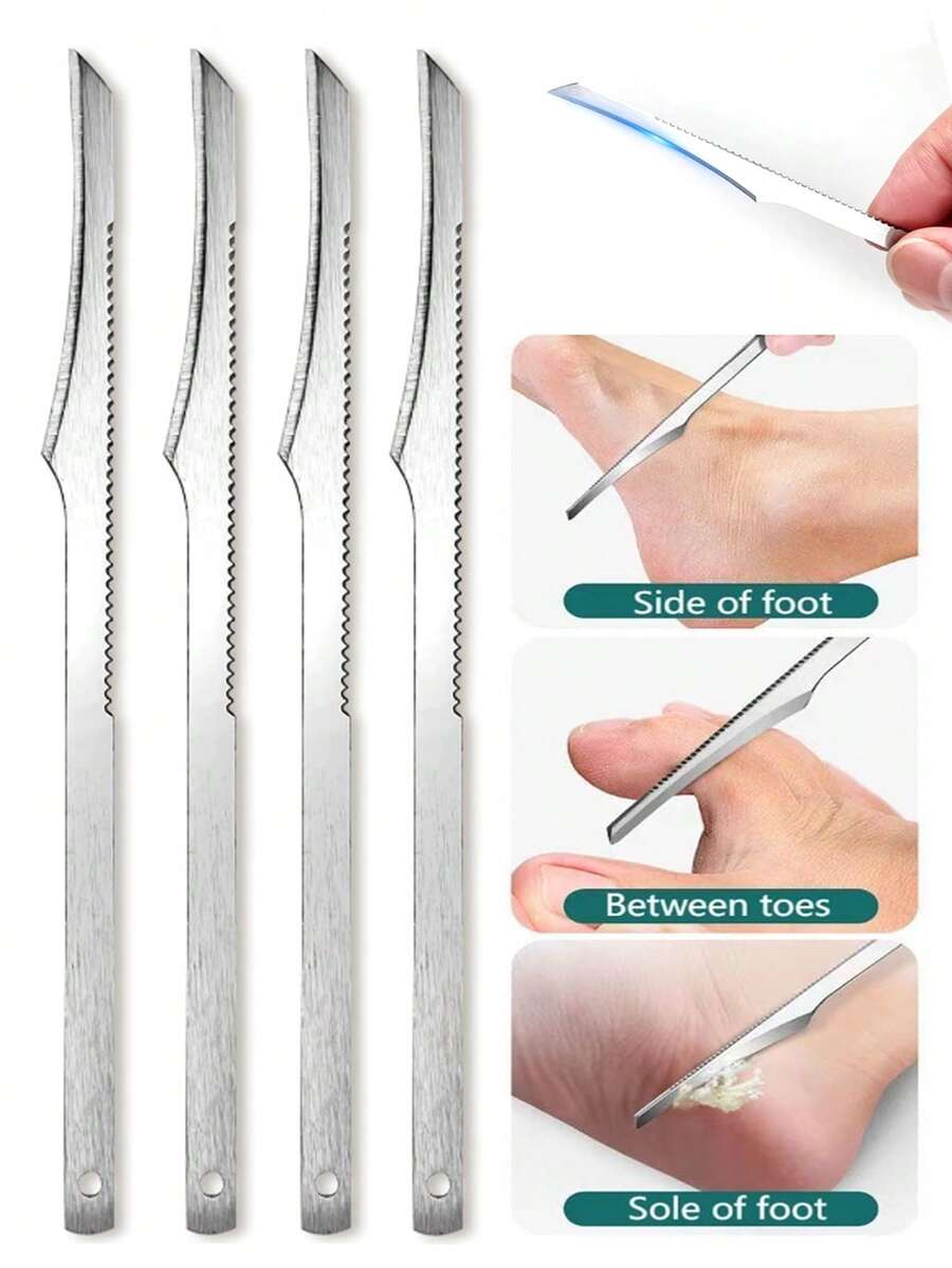 8/4/1pc Foot Pedicure Knife Complete Set Of Stainless Steel Foot Care Tools Set For Shaving Foot Skin And Removing Calluses Single Foot Scraper. - Silver - View 1