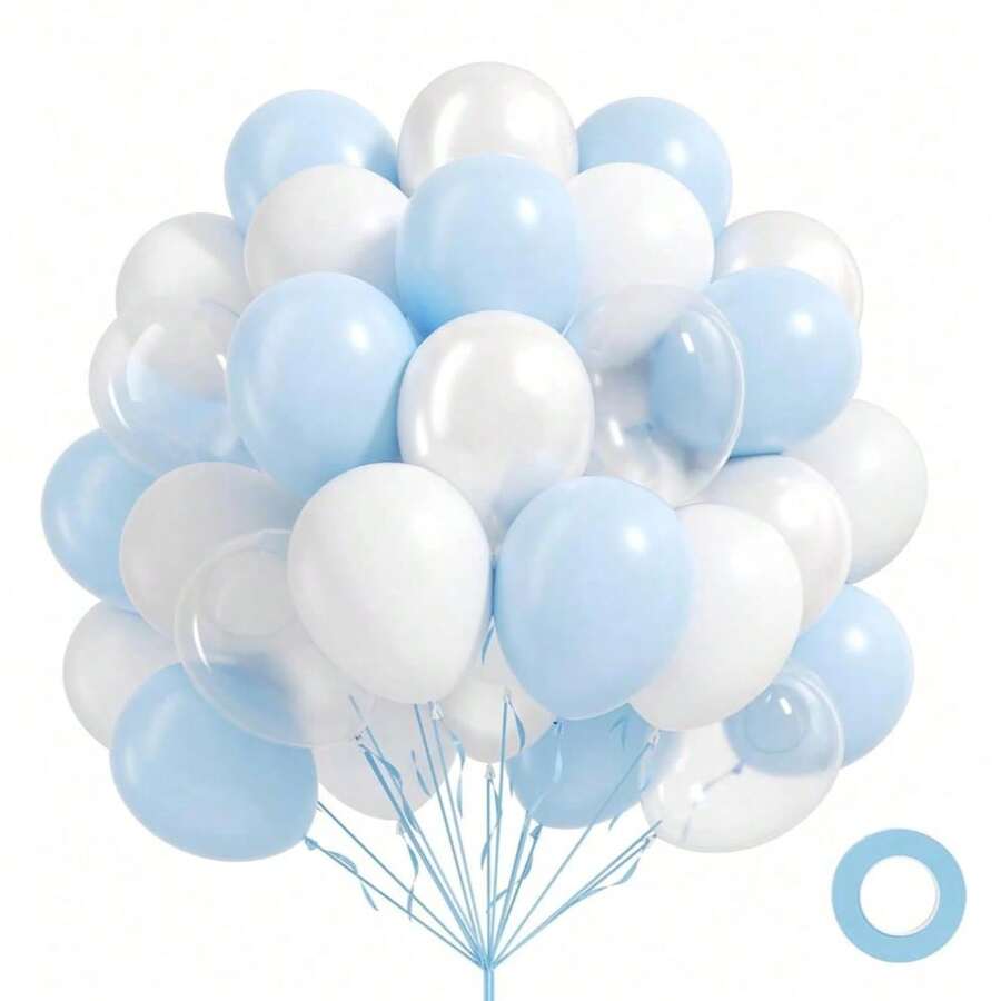 Bộ 31 quả bóng bay màu xanh kim loại, bóng bay màu xanh ngọc trai, bóng bay màu xanh nhạt, bóng bay màu xanh dương nhạt, thích hợp cho tiệc cưới, tiệc mừng em bé, tiệc sinh nhật. - Xem 1