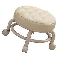 Otomano Rodante Taburete  Estable de Alta Densidad de Scoot de la Espuma de la Memoria de Las Capas Dobles para la Oficina Blanco Crema - Blanco Crema - Ver 2